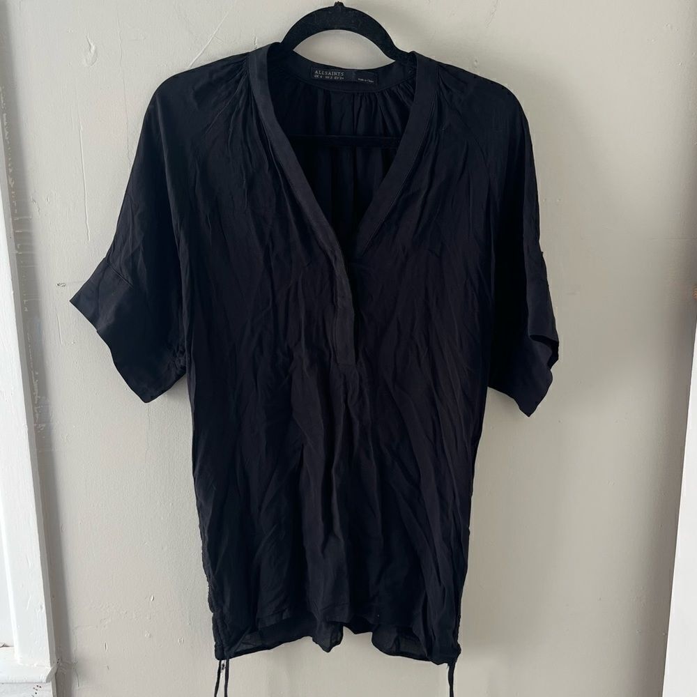 Allsaints Drapey Black Blouse